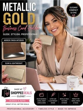 Metallic Gold Business Card Holder | Mirror Finish Interior